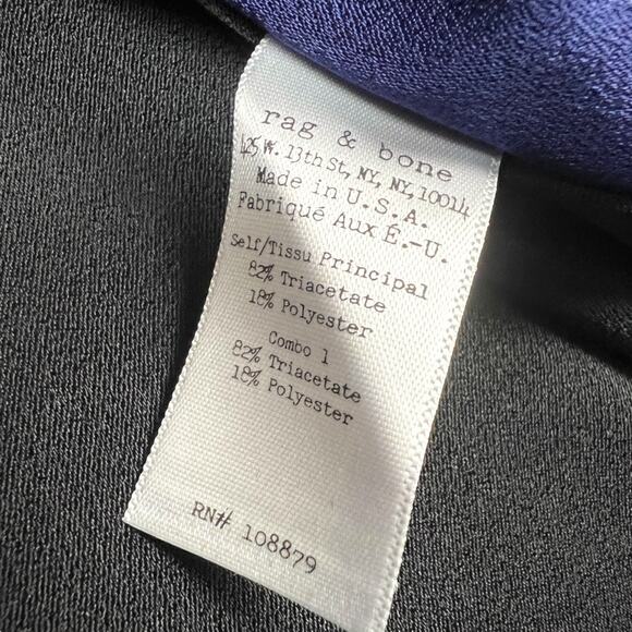 Rag & Bone Dress Split Back Sleeveless High Neck Mini Blue Black Women's Medium - Picture 9 of 14